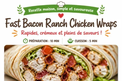 Delicious fast bacon ranch chicken wraps on a plate