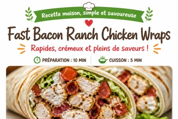 Delicious fast bacon ranch chicken wraps on a plate