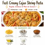 Plate of creamy Cajun shrimp pasta garnished with parsley