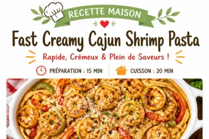 Plate of creamy Cajun shrimp pasta garnished with parsley