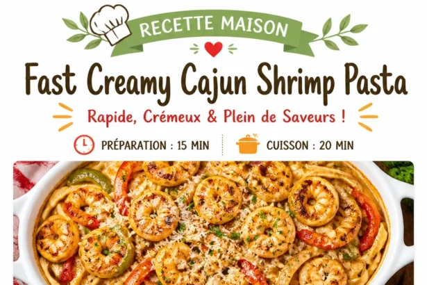 Plate of creamy Cajun shrimp pasta garnished with parsley