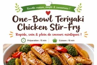 One-bowl teriyaki chicken stir-fry with colorful vegetables