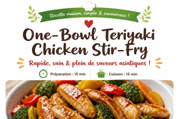 One-bowl teriyaki chicken stir-fry with colorful vegetables
