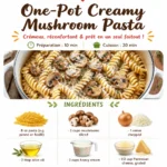 One-Pot Creamy Mushroom Pasta in a white bowl garnished with parsley