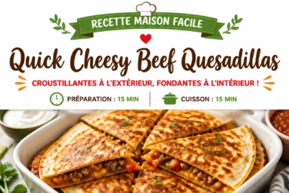 Delicious quick cheesy beef quesadillas on a plate