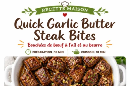 Delicious quick garlic butter steak bites served on a plate