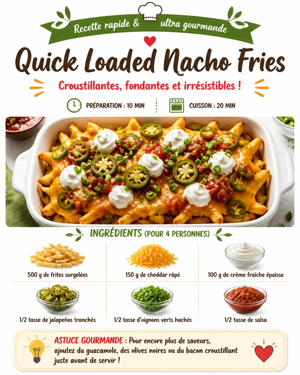 Delicious quick loaded nacho fries with cheese and toppings