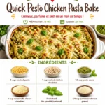 Delicious Pesto Chicken Pasta Bake served in a colorful dish