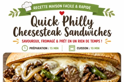 Quick Philly Cheesesteak Sandwiches with melted cheese and steak