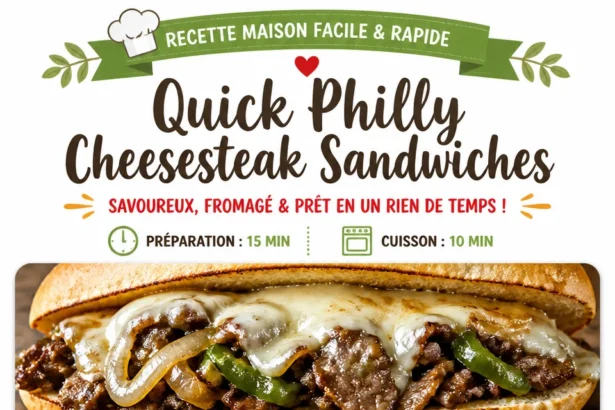 Quick Philly Cheesesteak Sandwiches with melted cheese and steak