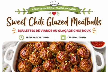 Bowl of Sweet Chili Glazed Meatballs garnished with green onions